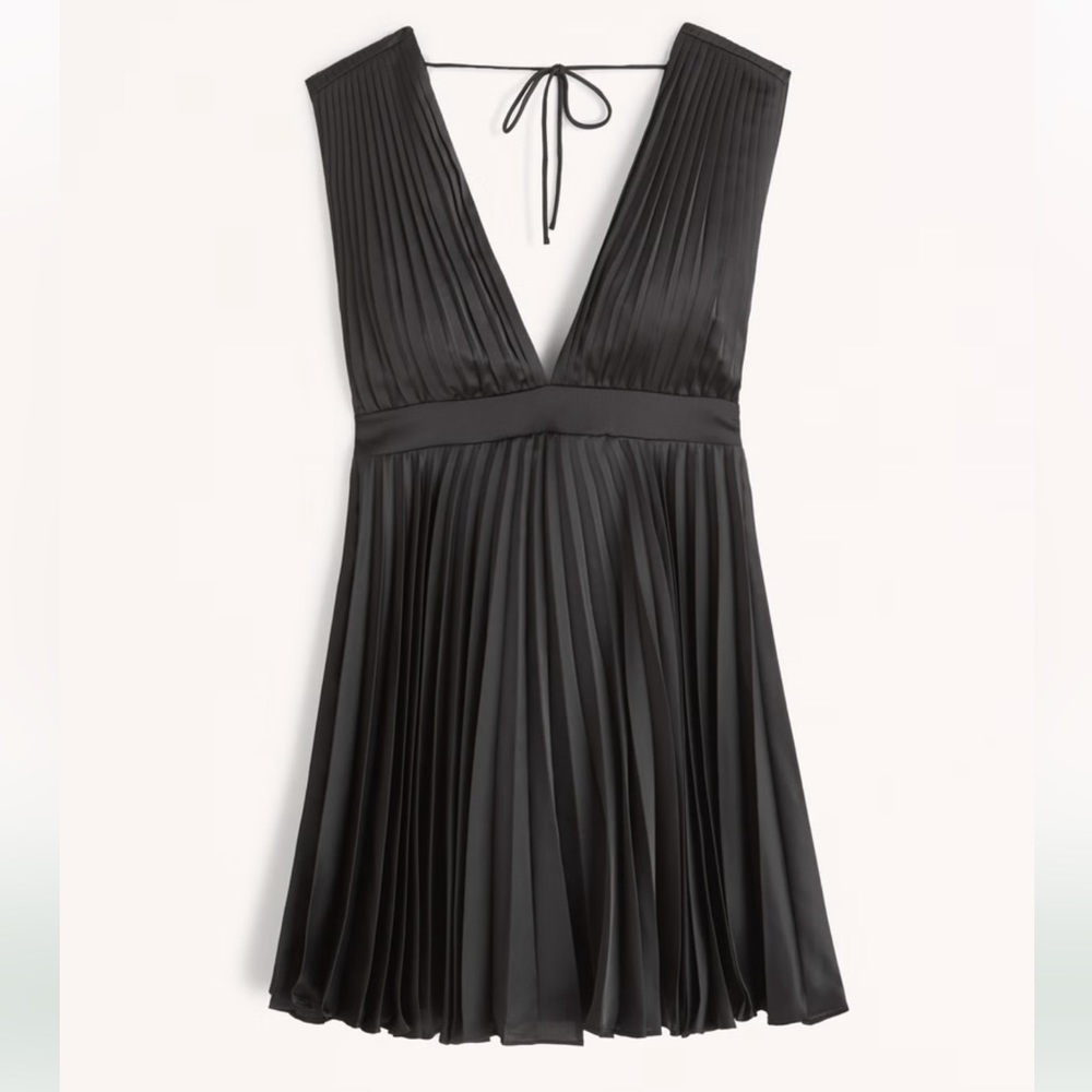 Plunge Pleated Mini Dress